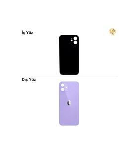 iPhone 12 PRO Mor Renk Arka Kapak Arka Cam Batarya Kapağı Lazer Kesim Kapak Pil Kapağı