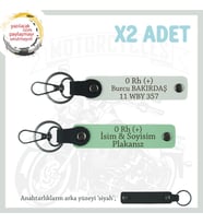 Hız Tutkunlarına Özel İsim Plaka, 0 Rh (+) Kan Grubu Yazılı Deri x2 Anahtarlık Set, Yeşil-Beyaz-Syh (Çok Renkli)
