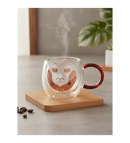 Çift Çidarlı Hayvanlı Cam Kupa 280 ML