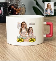 Kişiye Özel Karikatürlü Anne Kız Anneye Hediye Lüks Fincan Anneler Günü Hediyesi