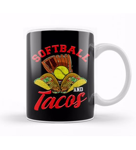 Cute Softball and Tacos Novelty Soft Ball Player Kupa Bardak Porselen