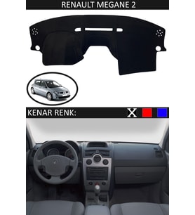 Renault Megane 2 Için Uygun Torpido Koruma Halısı Siyah Kenar Renk Siyah