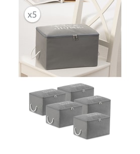 5 Adet Gri Küçük Boy Baza Altı Çorap Valiz Düzenleyici Çeyizlik Bohça Organizer Hurç / 30x22x18