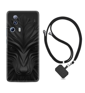Xiaomi Mi 13 Lite Kılıf Resimli Boyun Askılı İpli Desenli Silikon Black Fox 1325