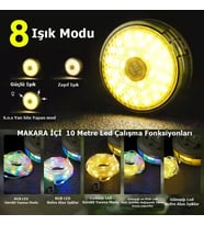 Kamp Işık 10metre LED Makaralı 8 MOD RGB+ Günışığı ambiyans İçin Dekoratif USB Şarjlı Işık Lamba
