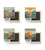 Monako Monako - 4 adet - 9x9 cm Buzdolap Magneti