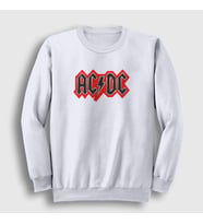 Presmono Unisex Beyaz Red Black AC/DC Sweatshirt 6634tt (Beyaz)