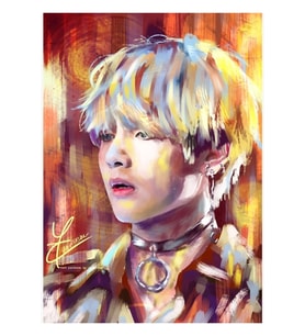 Taehyung // Yanan Çocuk Tablo Ahşap Poster Dekoratif Kod1940