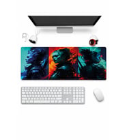 SonicTouch Klavye Mousepad 32x70cm Dikişsiz Pürüzsüz Sıvı Geçirmez Kaymaz Taban Neon Savaşçı