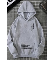 Belive in Yourself Baskılı Oversize Sweatshirt (Gri)