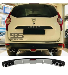 Dacia Lodgy Difüzör Arka Tampon Eki 4 Egzoz Çıkışlı Gri