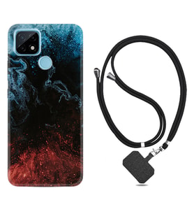 Realme C11 C21 C21Y C25Y C11 2021 Kılıf Boyun Askılı Silikon Red Blue Black Abstact 1386