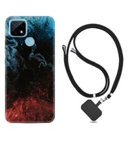 Realme C11 C21 C21Y C25Y C11 2021 Kılıf Boyun Askılı Silikon Red Blue Black Abstact 1386