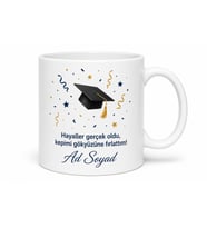Mezuniyet Kep Fırlatma Üniversite Bitti Kupa Bardak Mezun Hediye