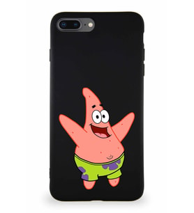 Apple iPhone 7 Plus Soft Premier Kapak Patrick Yıldız Tasarımlı Silikon Kılıf - Siyah (Şeffaf)