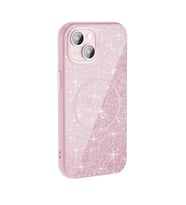 Coverzone iPhone 15 Plus ile uyumlu Parlayan Simli Y�zey Renkli Magsafe ile uyumlu W?reless ?arj �zellikli X Z-Okso iPhone 15 Plus i�in i�in Kapak Pembe