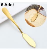 6 Adet Çelik Gold Renk Tereyağ Reçel Kahvaltı Bıçağı cin618sr-6