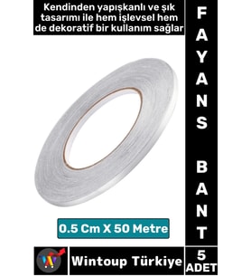Uzun Ömürlü Kendinden Yapışkanlı Karo Zemin Fayans Derz 0.5 Cm X 50 Metre Gri Şerit Bant 5 Adet