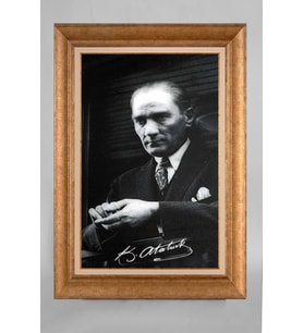 Çerçeveli Paspartulu Atatürk Tablo a393 (Gold)