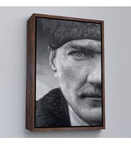 Çerçeveli Mustafa Kemal Atatürk Siyah Beyaz Tablosu