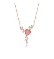 Saklı Takı 925 Ayar Gümüş Rose Daldaki Kalp Kolye