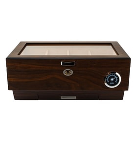 Lubinski Cedar Camlı Puro Kutusu Humidor Double Kahve 25s LB-009