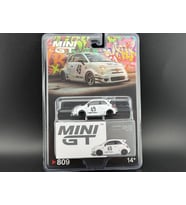Mini Gt BL 809 LB-WORKS x Abas Works ABARTH 595 Gara White 1/64 Model Araba (Beyaz)