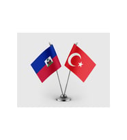 Haiti Bayrağı ve Türk Bayrağı İkili Saten Masa Bayrağı Takımı