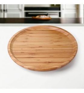 Bambu Lüx Yuvarlak Servis 30 * 30cm, Sunumluk & Çerezlik Sunum Tabağı