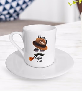 BK Gift Kişiye Özel Babalar Günü Hediyesi Türk Kahvesi Fincanı-1 (Beyaz)