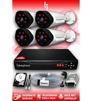 BAYICAM 4 Kameralı Uzay 4 Dış Kamera Set 2 TB HDD Full HD Gece Görüşlü Güvenlik Kamerası Sistemi