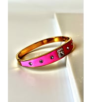 Zirkon Taş Detaylı Pembe Mineli Çelik Bileklik (Karışık)