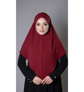 Bordo Pratik Hazır Geçmeli Tesettür Eşarp Aerobin Kumaş  Çapraz Hijab 2307_16