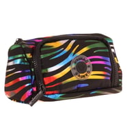 Kaukko Plump İki Bölmeli Siyah Çok Renkli Zebra Desenli Kız Çocuk Kalem Çantası/Kalemlik - K2691