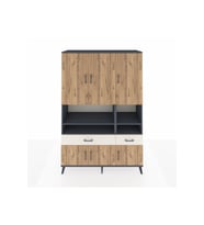 Hyperion Dolap 8 Raflı 2 Çekmeceli 6 Kapaklı 132x44x195 Antrasit-Çam/Aytaşı