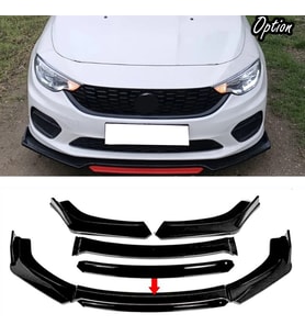 Fiat Egea Tipo Siyah Renkli Şeritli Dilli Ön Lip 4 Prç Parlak Siyah ABS