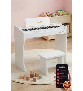Midex CP-360WH Ahşap Çocuk Piyanosu Pilli 37 Tuşlu Gerçek Piyano Tuşları