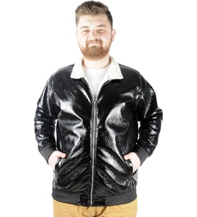 Mode XL Erkek Mont Furry Shiny 21095 Siyah