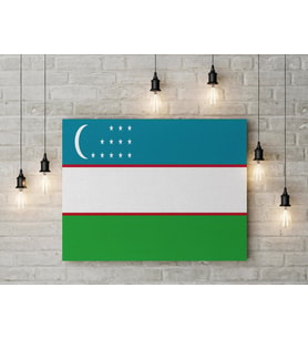 Özbekistan Bayrağı Kanvas Tablo 40x55cm Dekoratif Tablo
