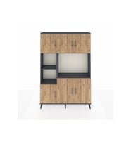 Arges Dolap 9 Raflı 6 Kapaklı 132x30x195 Antrasit-Çam/Antrasit