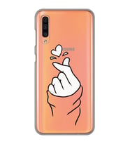 Samsung Galaxy A70 Uyumlu Kalp Desenli Şeffaf Telefon Kılıfı