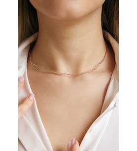 925 Ayar Gümüş İtalyan Model Kalemli Rose Choker Tel Kolye - N161501