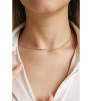 925 Ayar Gümüş İtalyan Model Kalemli Rose Choker Tel Kolye - N161501