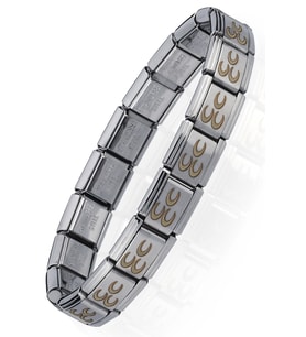 Osmanlı Üç Hilal Bayrağı İtalyan Charm Unisex Çelik Bileklik scb58 (Beyaz)