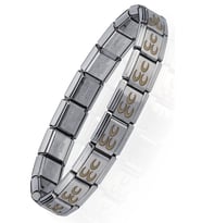Osmanlı Üç Hilal Bayrağı İtalyan Charm Unisex Çelik Bileklik scb58 (Beyaz)