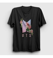 Presmono Unisex Siyah Roses Bts T-Shirt 22555tt