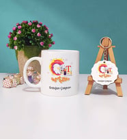 Grafiker Tasarımlı Kişiye Özel Hediye Grafiker Kupa Bardak ve Ahşap Anahtarlık Hediye Seti