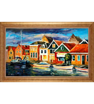EV İŞYERİ OFİS İÇİN ALTIN ÇERÇEVELİ PASPARTULU TABLO S532