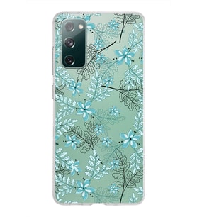 Samsung Galaxy S20 FE Kapak Floral Su Yeşili Tasarımlı Şeffaf Silikon Kılıf