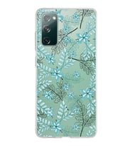 Samsung Galaxy S20 FE Kapak Floral Su Yeşili Tasarımlı Şeffaf Silikon Kılıf